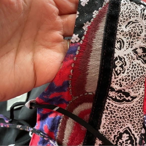 Anthropologie One September Blue, Purple, Patchwork Orange Lace Up Tunic Dress - Picture 10 of 15